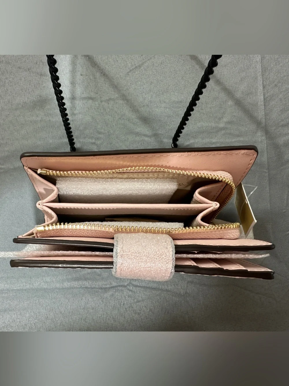 Michael Kors Pink & White Floral Appliqué Wallet with Gold Logo
